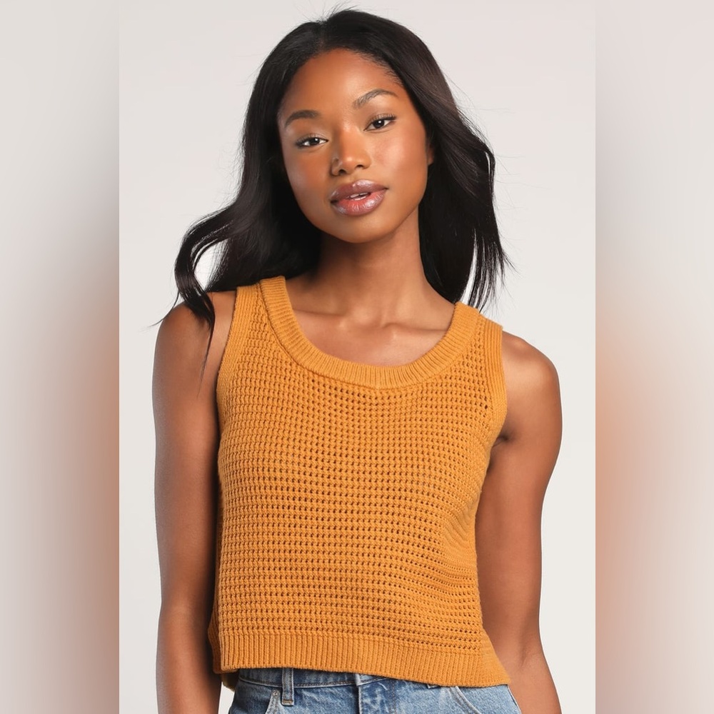 Get The Look Mustard Yellow Loose Knit Sweater Tank Top NWT
Lulus